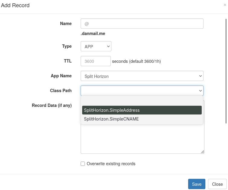 Choosing the type of record